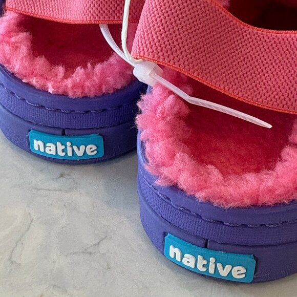 New with Tags ($60) Native Jefferson Cozy Pink and Purple Slide on Shoes- Size 4 - Picture 8 of 8